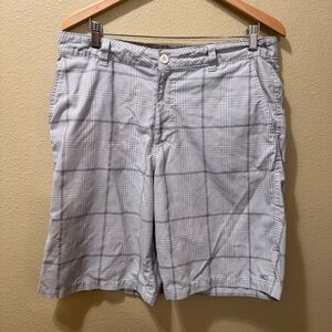 Men’s Size 34 O’Neill Gray Plaid Casual Chino Beach Shorts